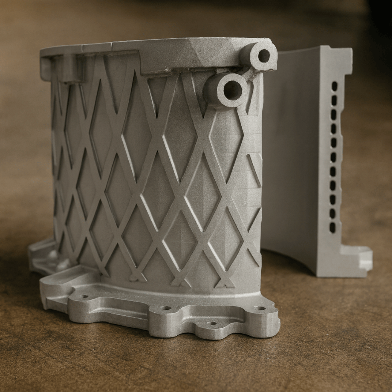3D printed metal lattice housing
